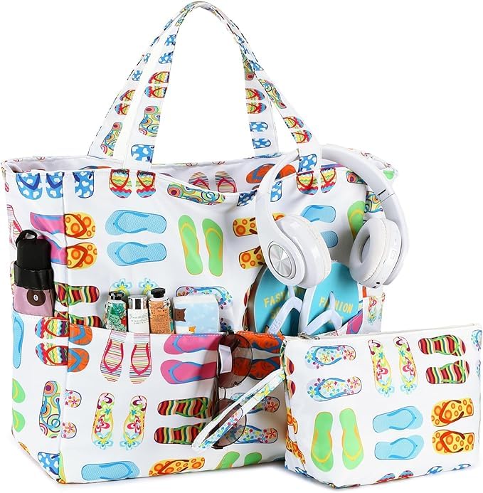 hirta hirTaGab Tote Bag for Women Office Work Multipurpose Mother Shoulder Dipper Bag with Pouch Zipper Pocket Teacher Travel Beach Hobo Bag Waterproof Lightweight Pool Bag (Sleeper Checks)-picture-14