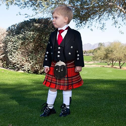 Kid's Black Rabbit Fur Formal Sporran w/Sporran Chain, Black Sporran for Kids Kilt (Black, Up to 12 Years)3