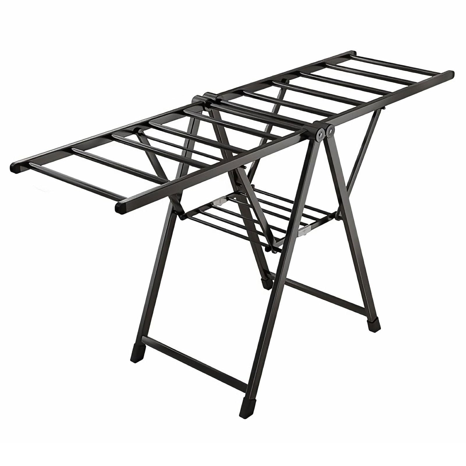 BCJMKDX folding clothes horse, 2-Tier Folding Laundry Drying Rack, Clothes With Height-Adjustable Wings Freestanding(140cm black)
