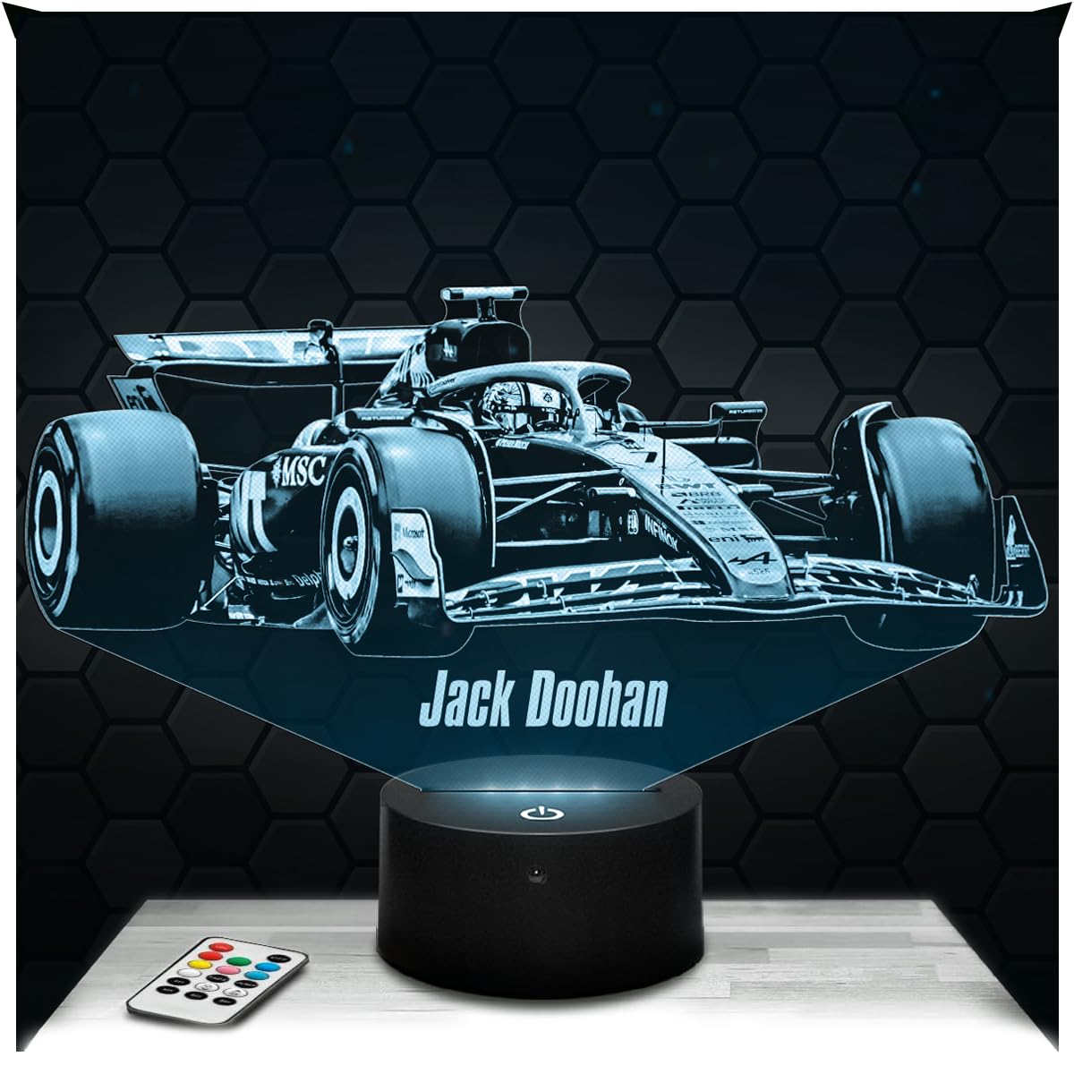 Lampephoto.fr - 3D Lamp Jack Doohan Australian Automobile Driver GP F1 Formula 1, Touch LED Night Light, 3D Hologram Effect, Christmas Birthday Gift Idea for Men, Bedroom Decoration Object