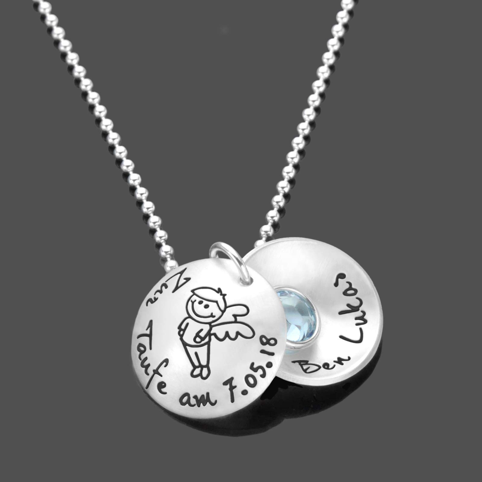 Taufkette Junge Silber Engel ZUR TAUFE Taufschmuck Gravur Schutzengel Jungen Jungs