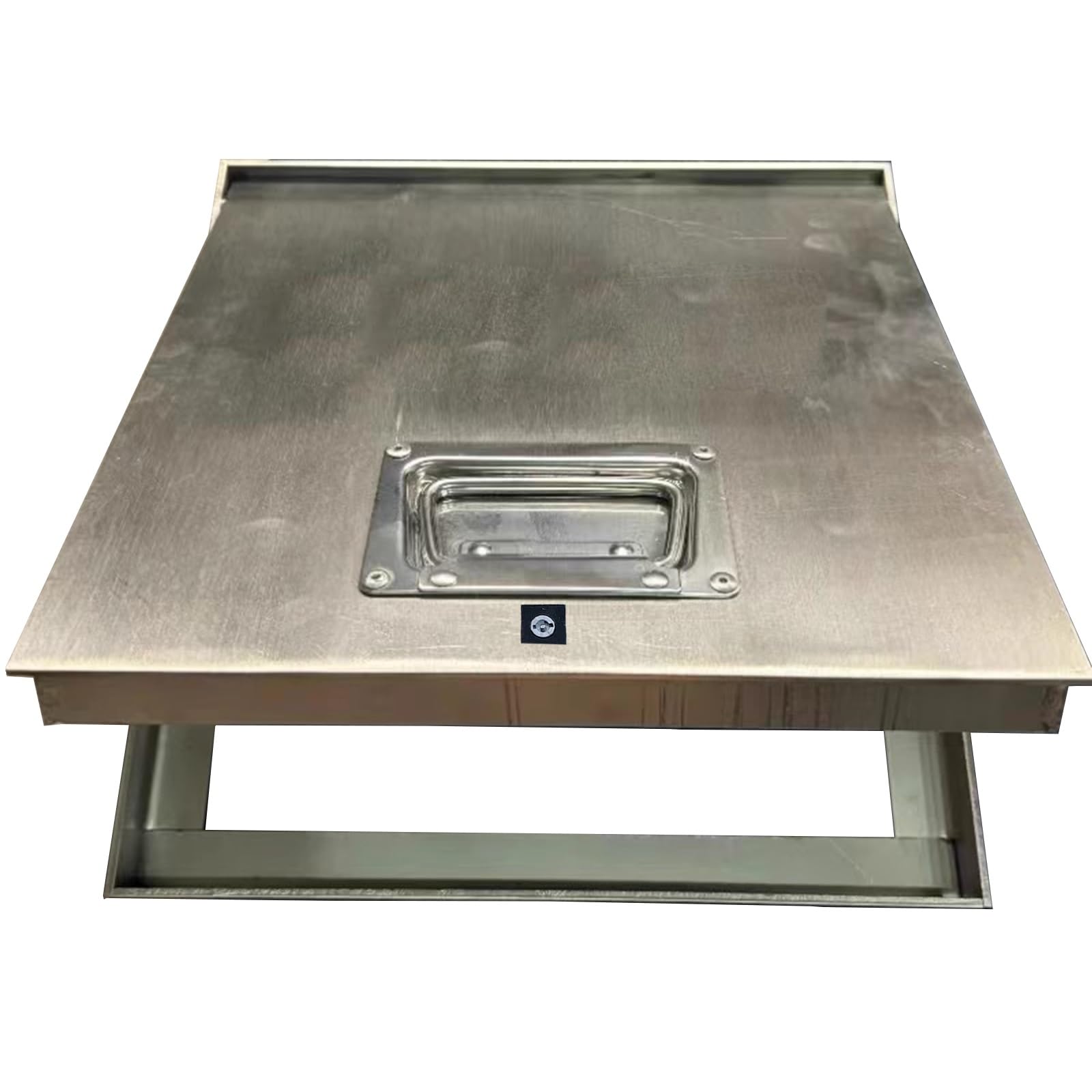 Cubierta de puerta empotrable de acero con cerradura personalizable, acceso al aire libre de resistencia a la presión (19 x 31 pulgadas) para jardín, patio, patio y sótano.