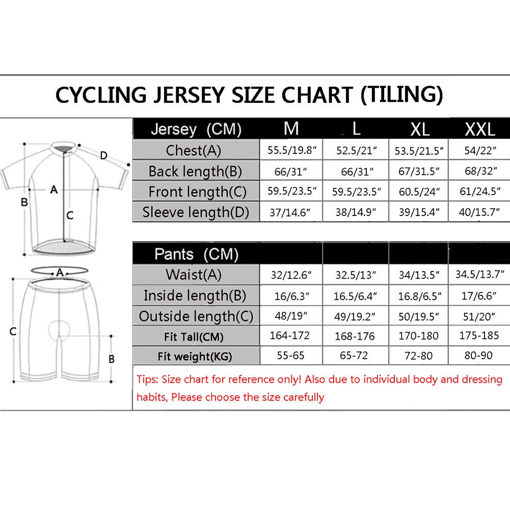Uomo Manica Corta Jersey Abbigliamento Set, Ciclismo Magliette Corta Jersey Camicia Gel Imbottito Pantaloncini Ciclismo Equitazione Bike Sportswear