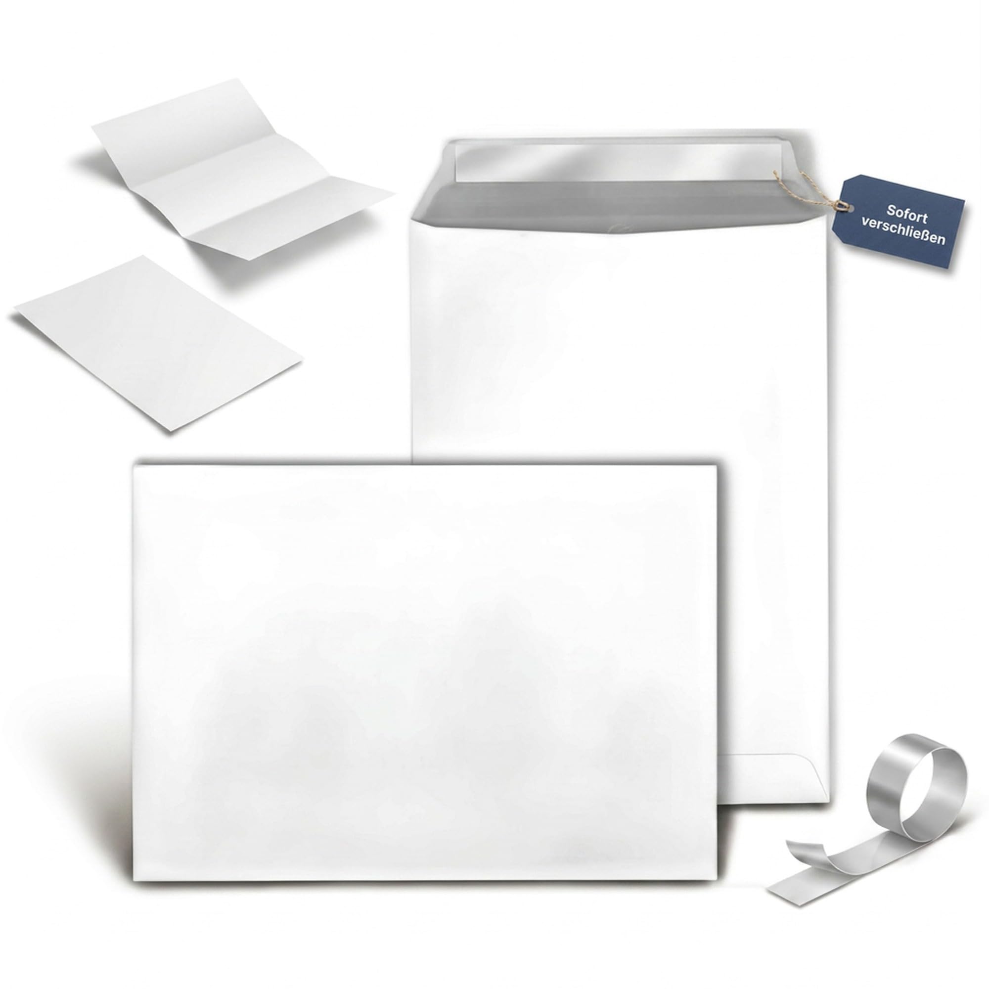 KK Verpackungen Versandtaschen DIN C5 162x229 mm | 2000 Stück, Haftklebend ohne Fenster | 90 g/m² Briefumschläge | Weiß