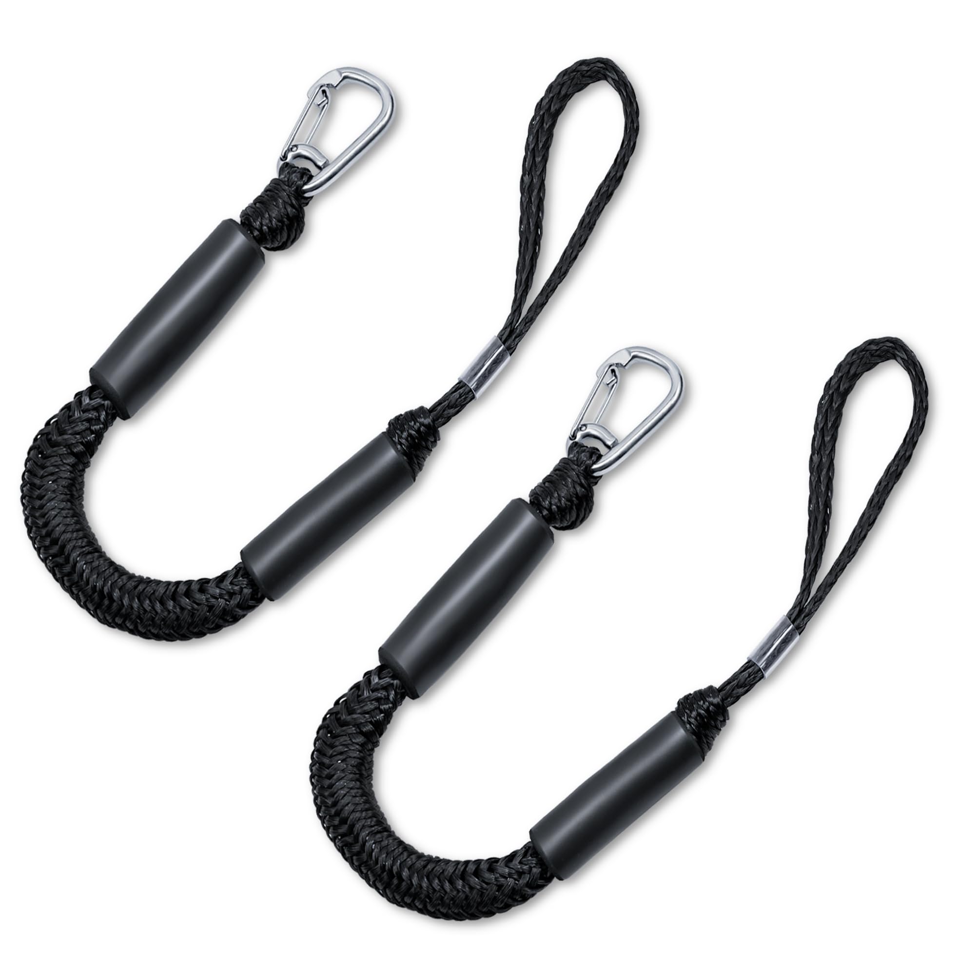 GANGXUN Mooring with 2ft Bungee Dock Line 2-Pack - Essential Accessories for Diverse Watercraft Built in Snubber, Kayak, Watercraft, SeaDoo, Jet Ski, Pontoon, Canoe, Power Boat (black, 2FT)