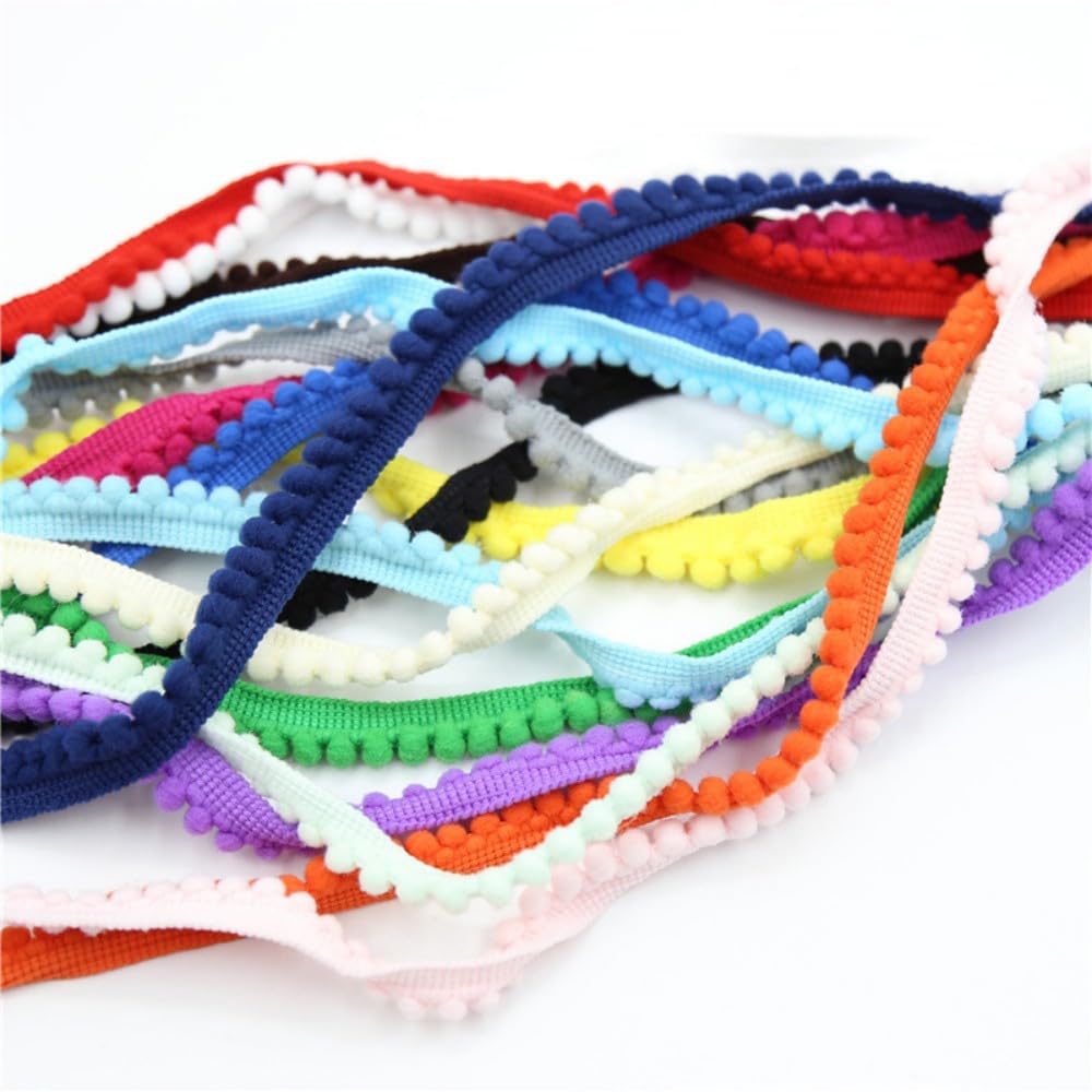 Ruban à Pompons De 5m - Bordure Décorative Multicolore Pour Bricolage, Couture Et Artisanat Créatif
