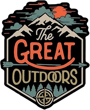 The Great Outdoors Mountain Adventure Vinyl Car Decal, Waterproof Sticker for Cars, Trucks, SUVs, 2-Pack#c060