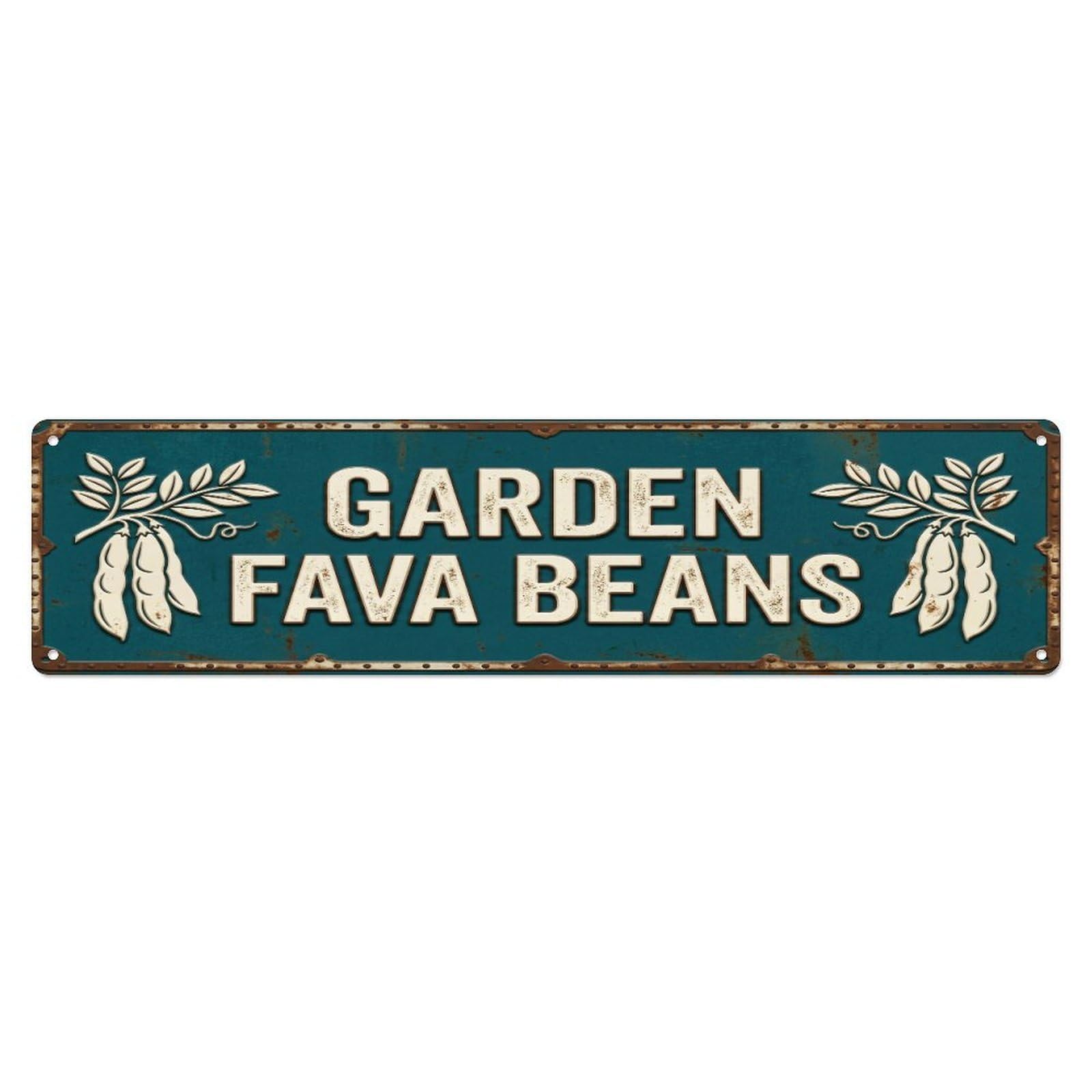 Metal Tin Sign GARDEN FAVA BEANS Vintage Legume Rustic Farmhouse