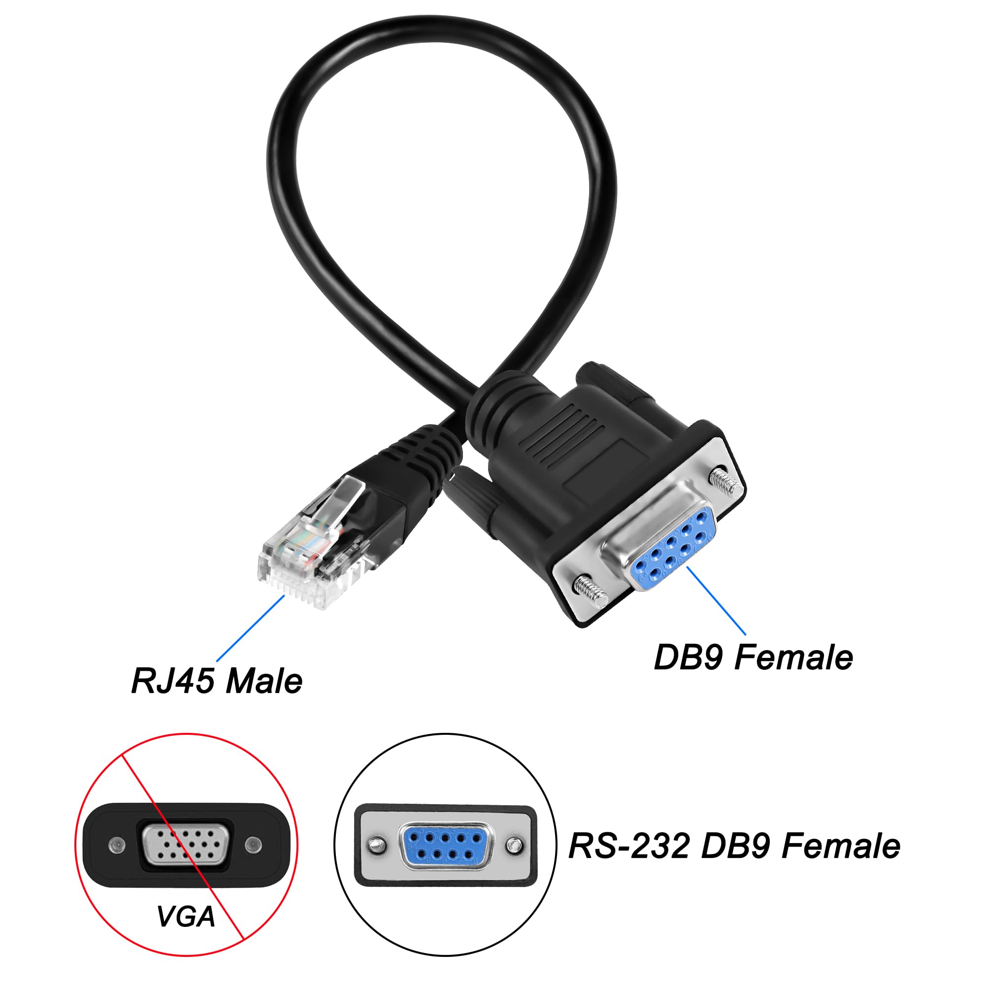Cavo Console Seriale DTECH RJ45 A DB9 Femmina 1,8 M - Adattatore Per Router E Switch Cisco (Rollover) - Sottile E Piatto