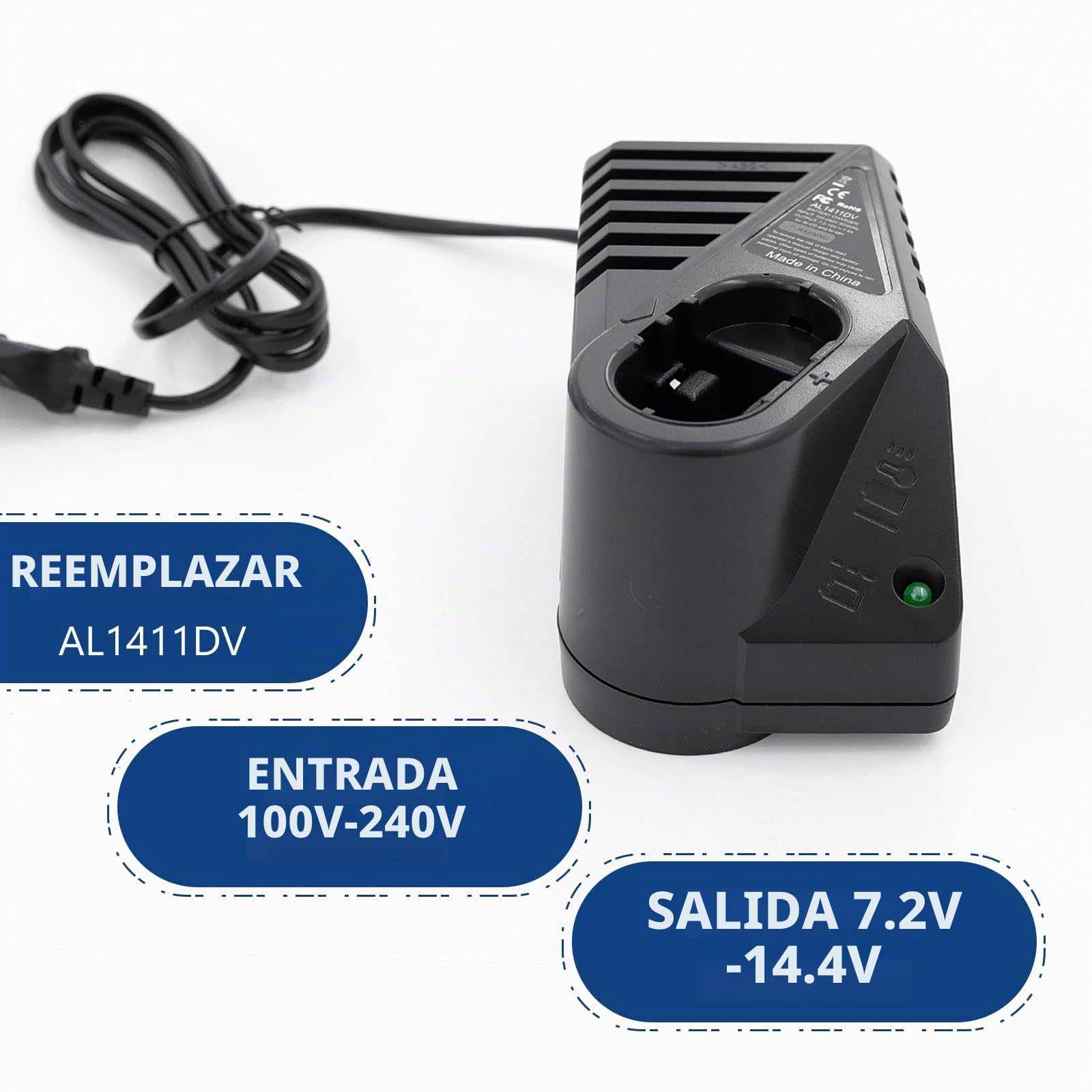 Cargador de batería BH1218 para Bosch, AL1411DV batería para Bosch 7.2V / GSR9.6V / 12V / 14.4V / 18V NI-CD NI-MH, como 2 607 335 587 / BAT049 / 2607 335 678 / BAT189 / BAT180 / BAT181 batería