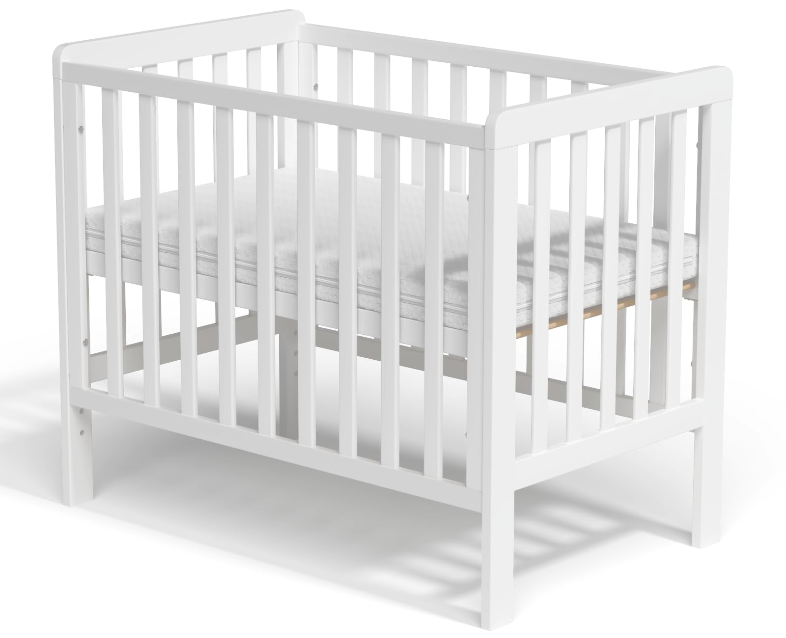 Wooden Baby Cot Bed With Deluxe Aloe Vera Mattress，Baby Crib，Convertible Cot，Baby Crib，3 Adjustable Bed Base Positions (100x60CM)