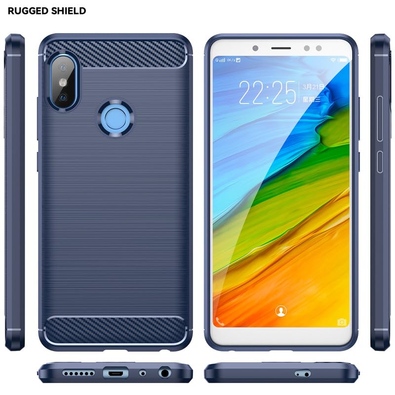 Image of Flexible Back Case Cover for Mi Redmi Note 5 Pro - Blue (Carbon Fibre)