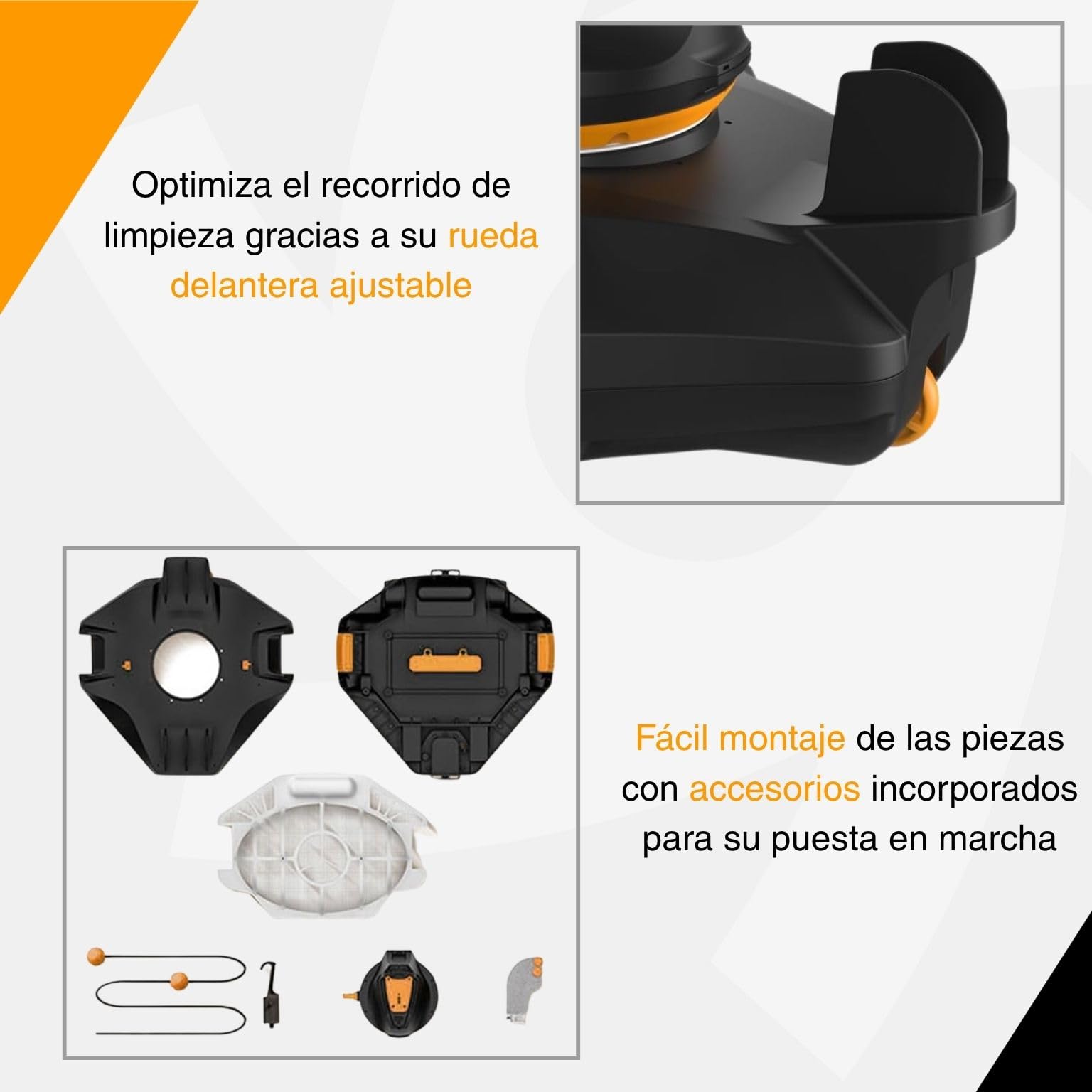 ESPA LEADER Robot Limpiafondos Automático Cyclone 100 para Piscinas | Limpieza de Fondos hasta 20 m², Caudal máximo 60 l/min, Autonomía 45 minutos, Sistema Stop & Go, Sensor de agua