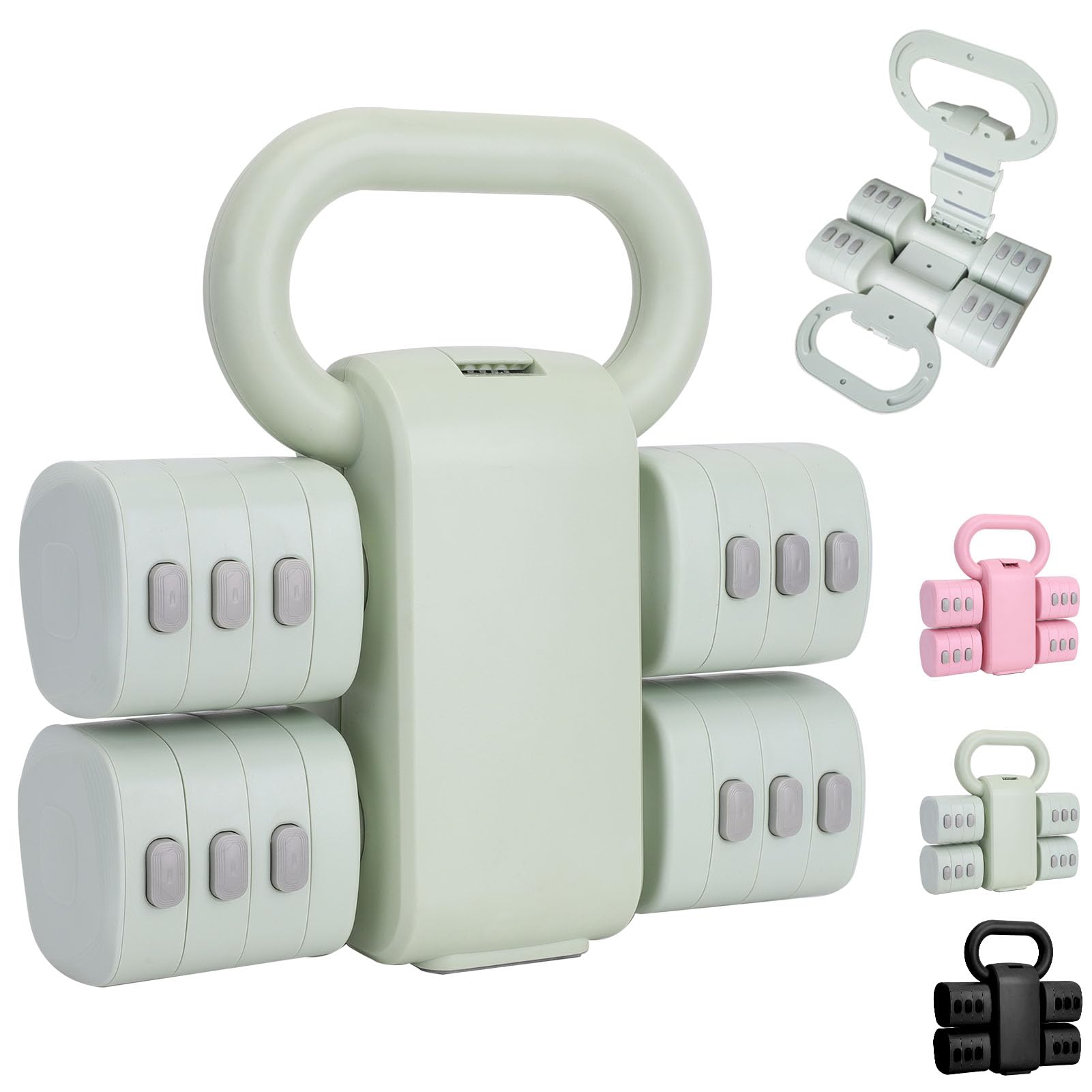 ZhaoCo Set di Manubri Regolabili 2 in 1, Convertibile in Kettlebells, 4 in 1 Peso: 1/1,5/2/2,5kg ciascuno, Pesi liberi per Allenamento Casa/Donna, con Regolazione Rapida