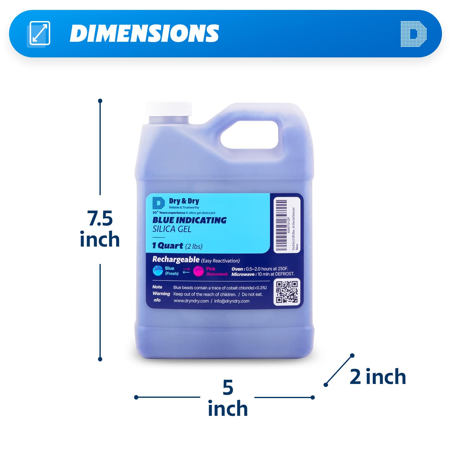 Dry & Dry [2 LBS] Blue Indicating Silica Gel Beads Desiccants (Industry Standard 3-5 mm) - Reusable Desiccant Beads Silica Beads(Blue to Pink) Moisture Absorbers — Amazon image 6