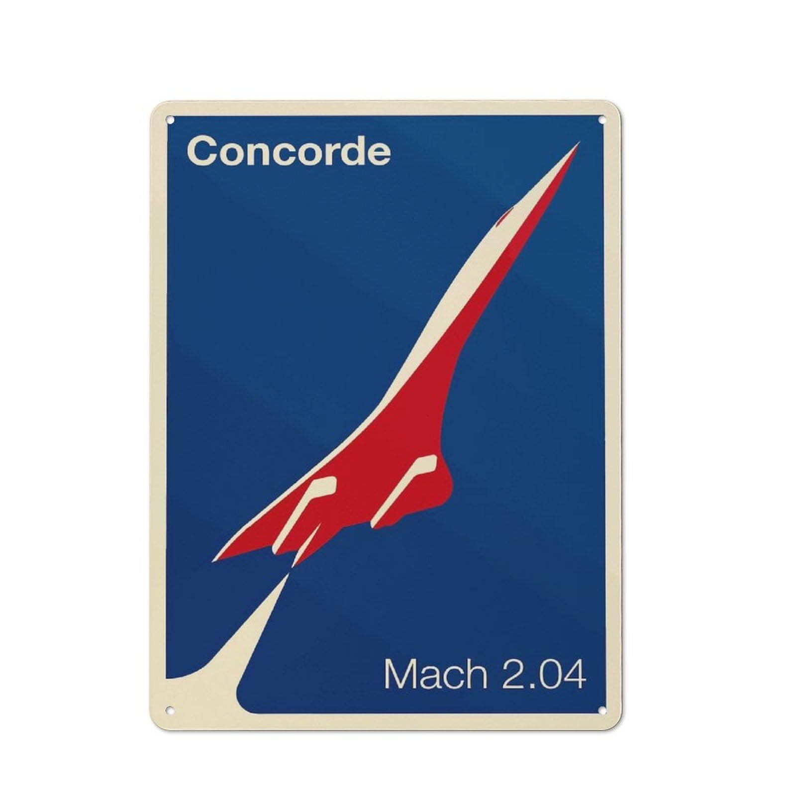 Junmoney Style-21 Retro Metal Plaque 40X30cm Featuring Concorde Supersonic Jet For Workshop Wall, For Metal Sign Collectors, For Garage And Workshop Walls