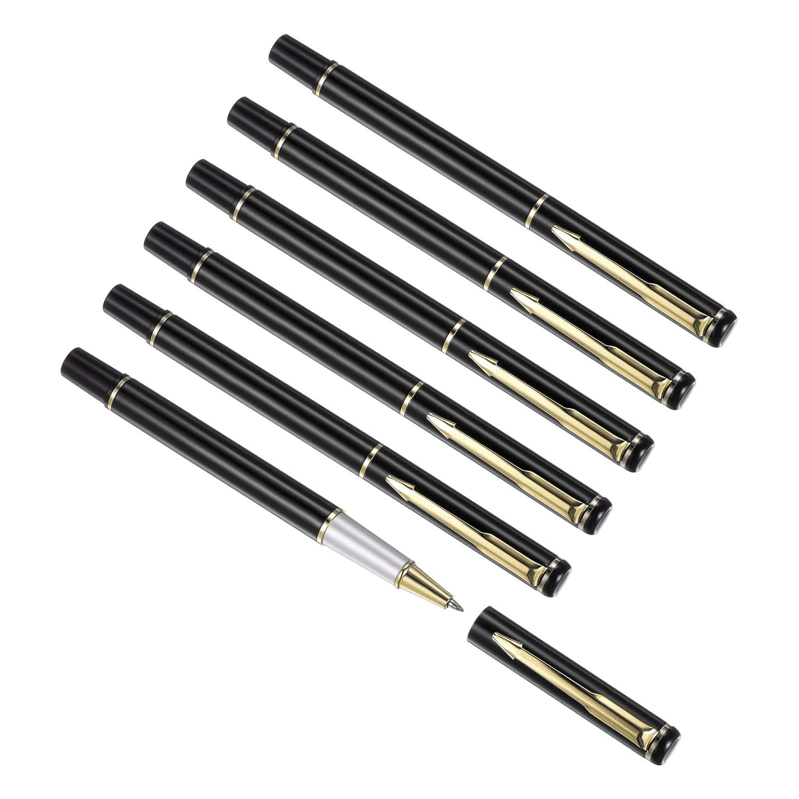 PATIKIL 135mm Metal Ballpoint Pen, 6 Pack Medium Point 1mm Black Ink Gel Pens
