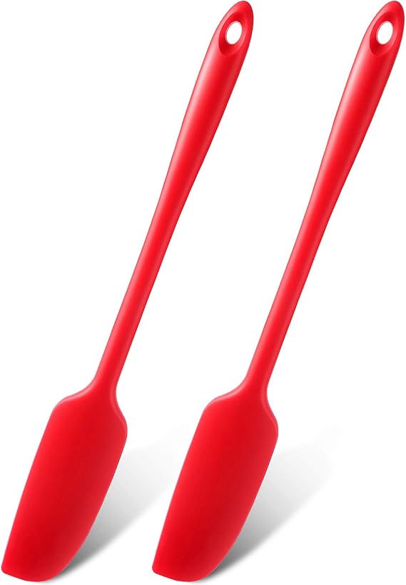 Long Handle Silicone Jar Spatula NonStick Rubber Scraper Heat