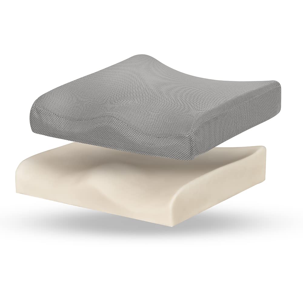 DECASATEXTIL®-Cojín antiescaras de núcleo viscoelástico - Alivia la presión del coxis y previene úlceras por presión en sillas de Ruedas, oficinas y Coches. Diseño ergonómico y Funda Lavable.