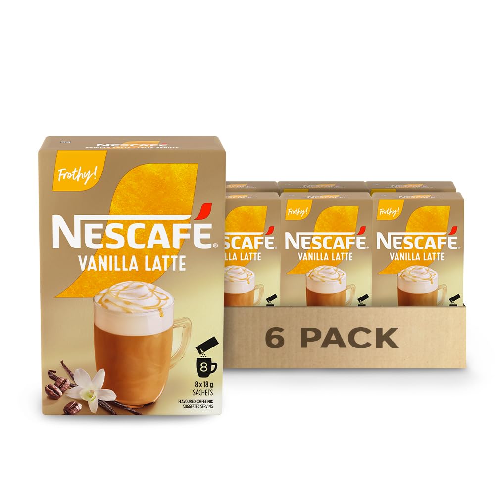NESCAFÉ Gold Vanilla Latte Instant Coffee, 48 Sachets, 8 Count