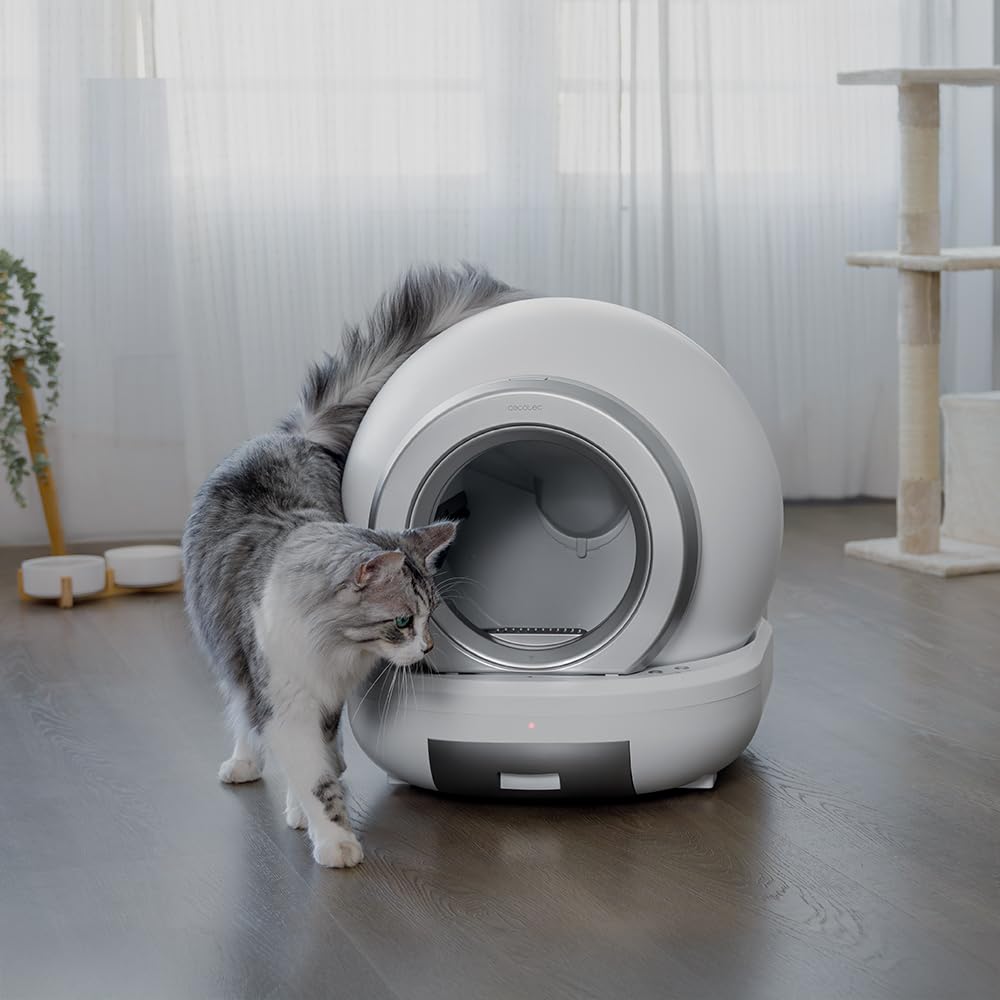 Cecotec Arenero Automático Compacto con Autolimpieza Pumba 7000 CleanKitty Compact Connected. Capacidad 65L, Triple Sistema de Desodorización, Control por WiFi, Silencioso, Sensor de Infrarrojos