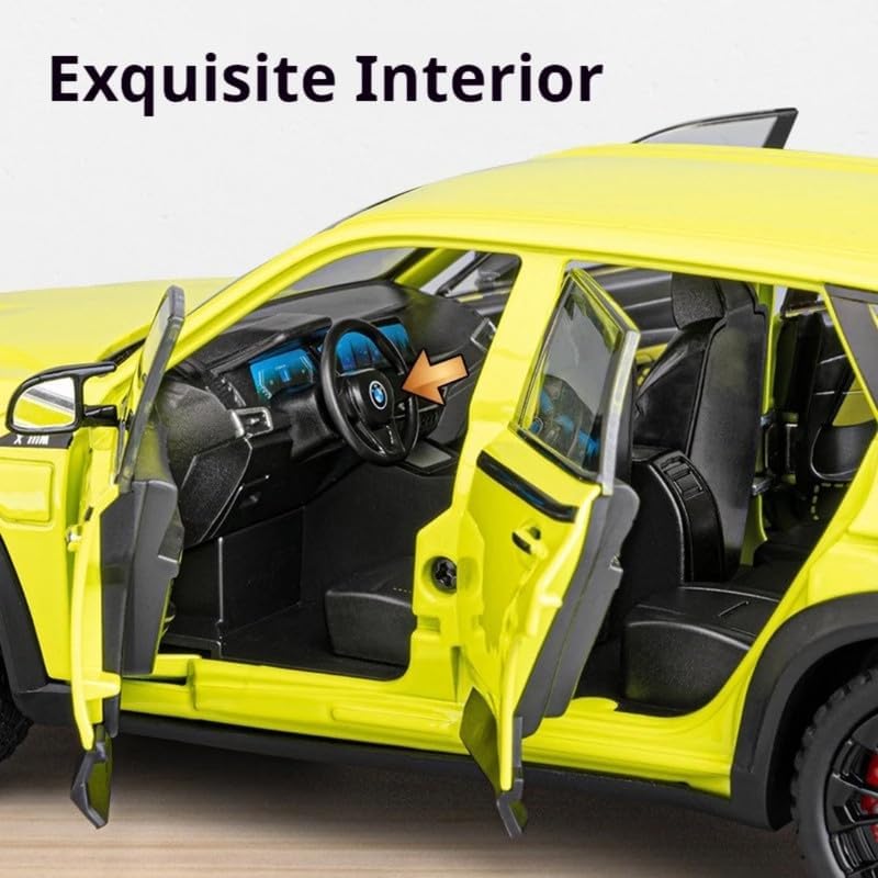 Image of 1:24 BMW XM Model Car Alloy Diecast Pull Back Toy with Lights & Music Openable Doors Metal Sports Car for Kids & Collectors Realistic Design Gift for Boys & Girls (Green)