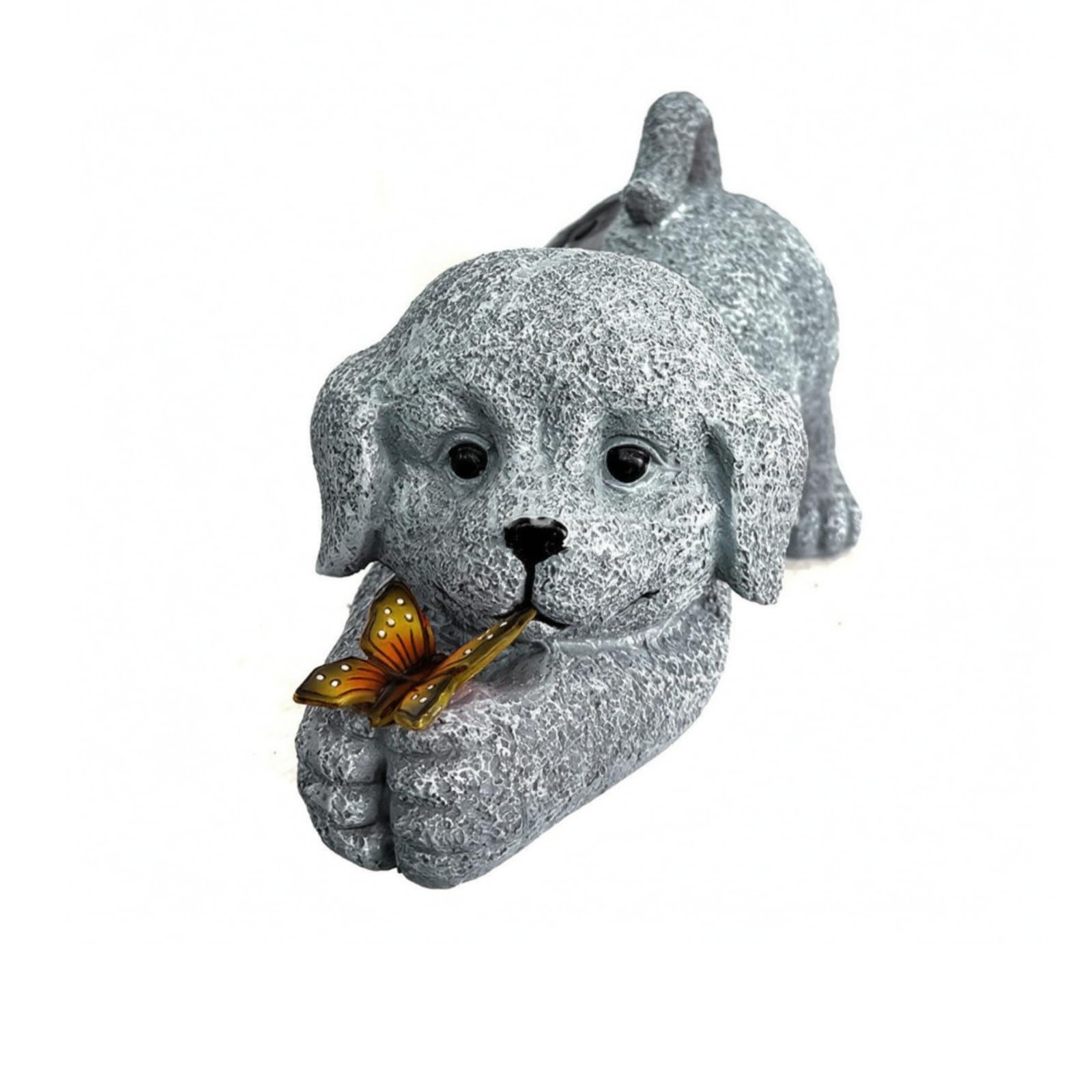 Statuetta con Effetto Pietra | Resistente Intemperie, Ornamento da Giardino per Cani con, Divertente, Decorazione, Patio, Sentieri