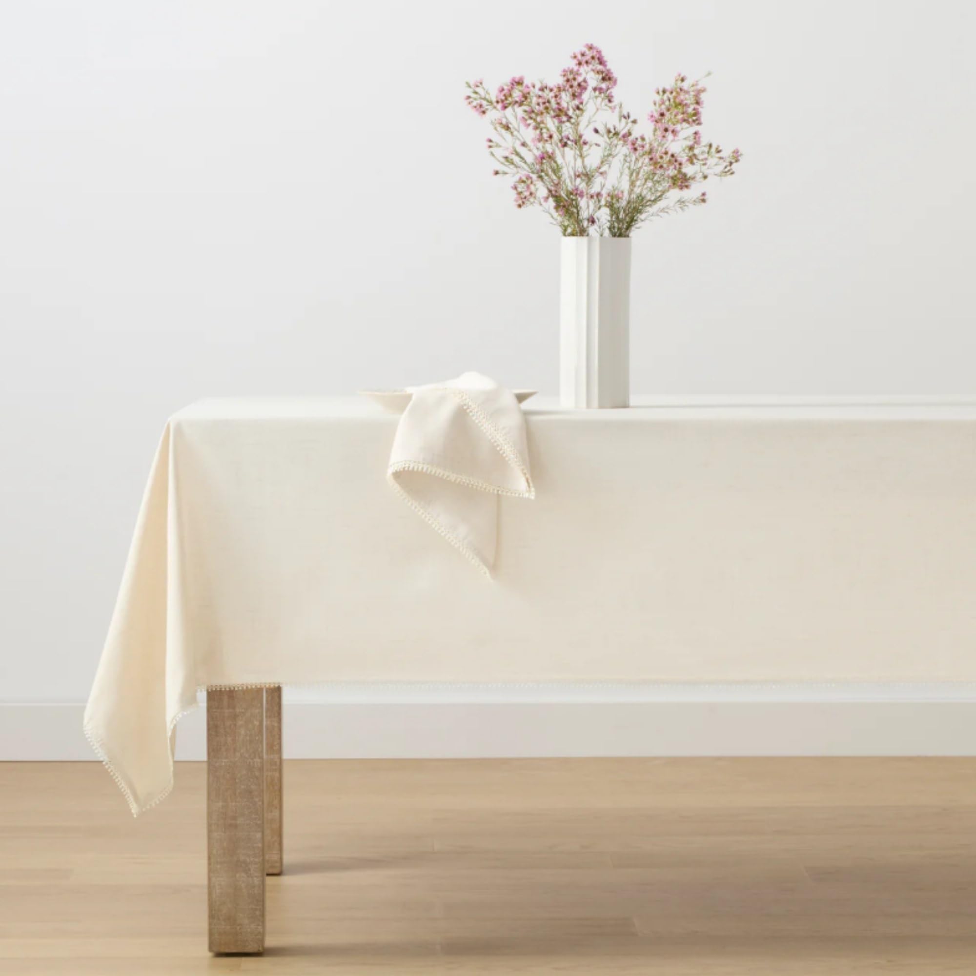 Lenox French Perle Solid Tablecloth, 52"x70", Natural-image-43