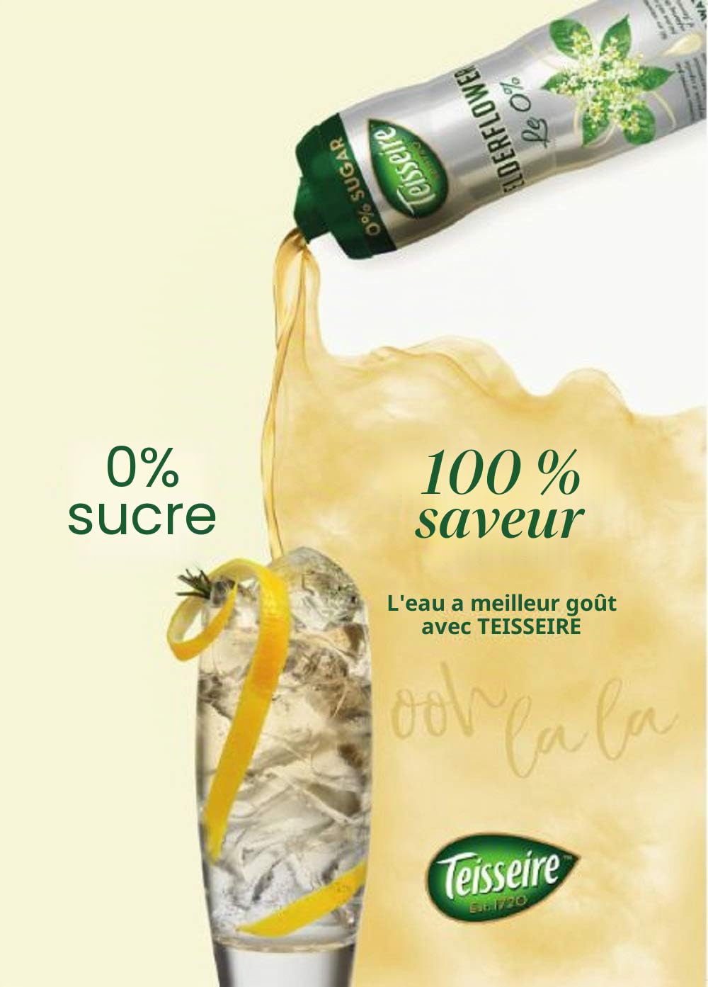 Teisseire Sirop de sucre à faible teneur en calories, sans sucre, ingrédients naturels, fleur de sureau, 600 ml, 48 portions, 1 pièce