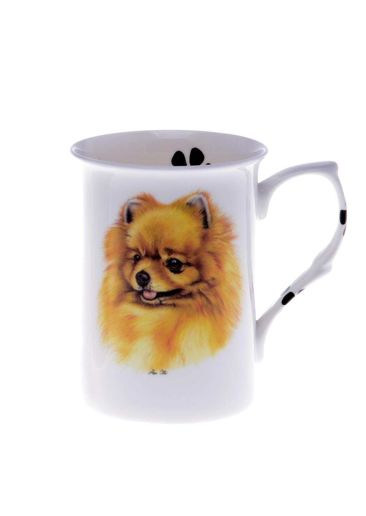 (BB48) SINGLE BONE CHINA BEAKER/ MUG/CUP POMERANIAN Hand decorated Kirsty Jayne China