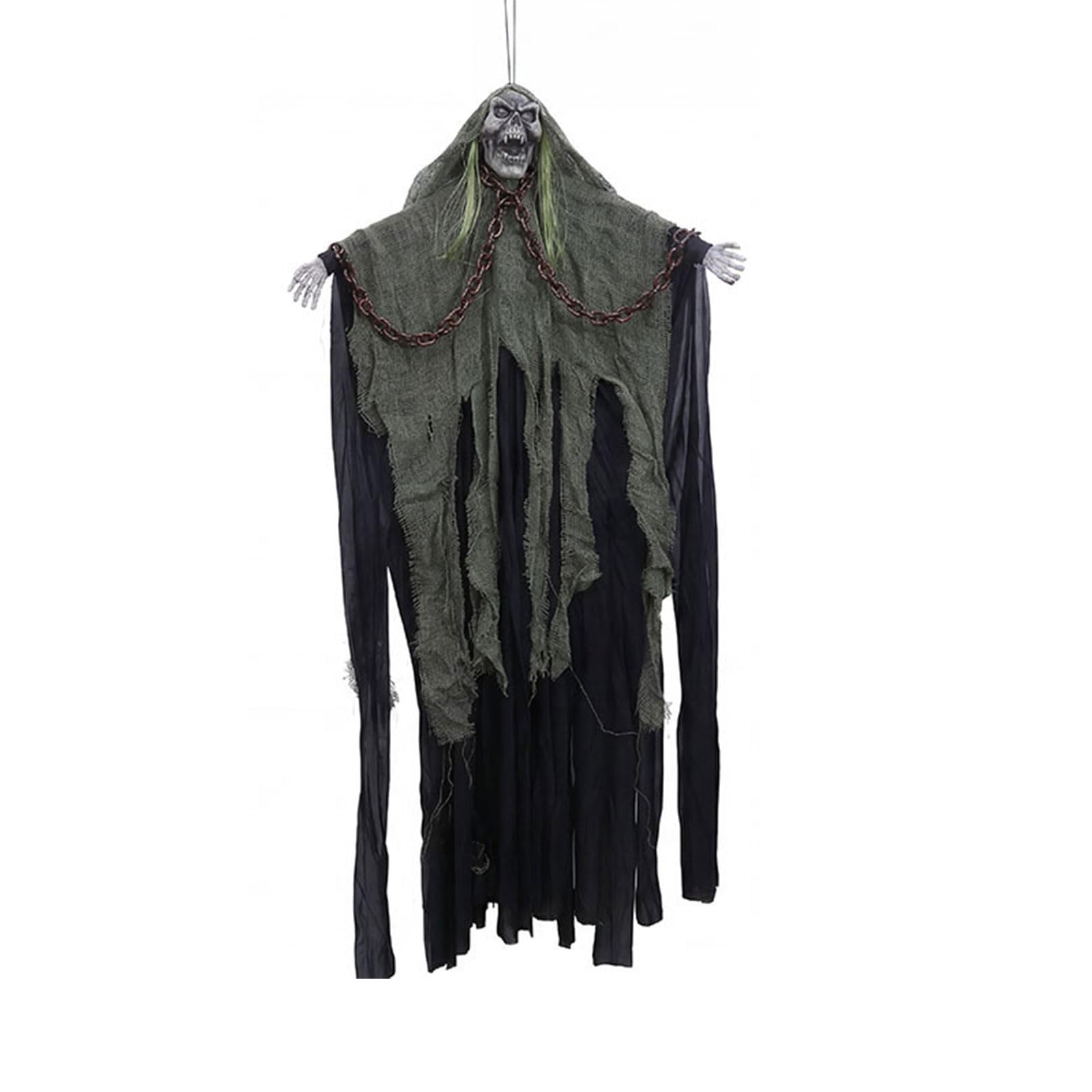 APGLSXY Interactive Voice Controlled Jump Scare Skeleton Specter with LED Lights Halloween Decor Hanging Skeleton Ornament Halloween Voice Activated Glowing Specter