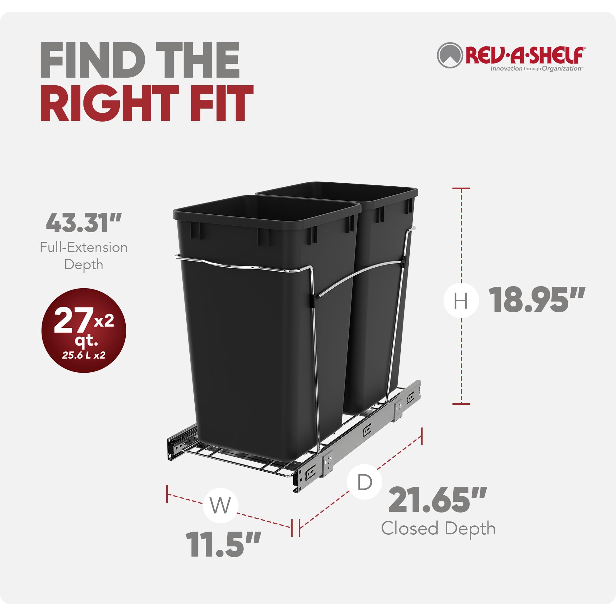 Rev-A-Shelf Organizer Estraibile Per Cucina 432-BF-6C, Riempitivo Multiuso In Legno 15,2 Cm, 3 Ripiani Regolabili, Kit Di Installazione Incluso - 3