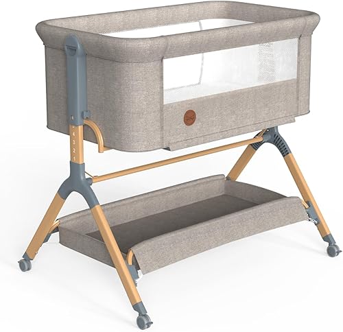 Miniatura 8 de Cuna 3 en 1, moisés para bebé con funda de colchón impermeable, moisés de noche con ruedas y cesta de almacenamiento, cuna portátil ajustable para