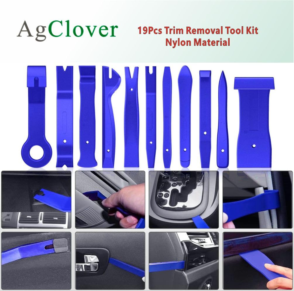 Juego de 19 herramientas de extracción de molduras, kit de herramientas de extracción de audio de puerta de panel de coche para automóvil, alicates de clip, removedor de sujetadores, juego de