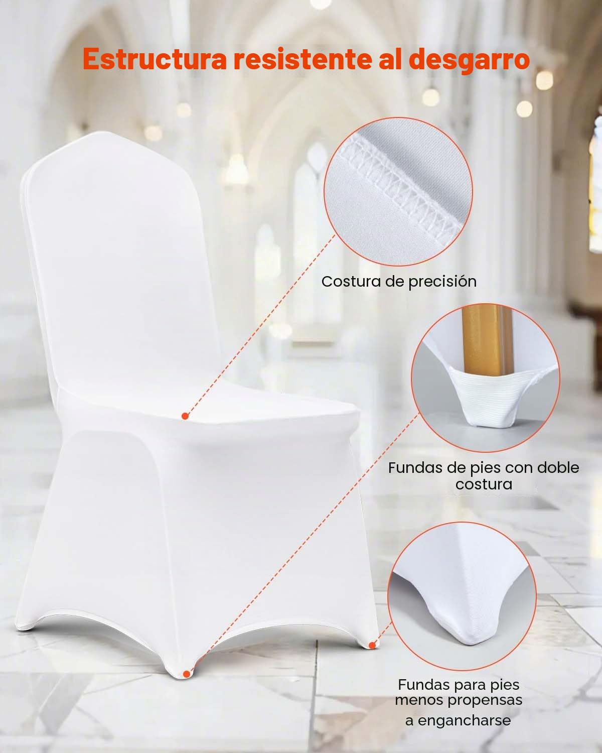 VEVOR Fundas Elasticas para Sillas 50 Piezas Fundas para Sillas 89-98cm Fundas de Sillas para Bodas Evento Decoración para Decoración de Boda