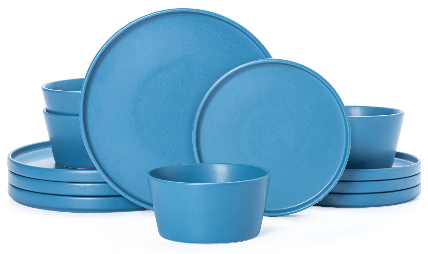 Photo 1 of **MISSING PARTS**
Dinnerware Sets for 4, 12-Piece Stoneware Plates and Bowls Sets, Ceramic Dish Sets for Kitchen Use and Formal Dining, Chip and Scratch Resistant Microwave Dishwasher Safe, Blue - CJDC-QUELO