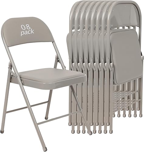 Miniatura 15 de Juego de 6 Sillas Plegables Blancas Acolchadas - Cómodas Sillas Apilables Portátiles para Interior y Exterior, Eventos, Fiestas, Oficina, Boda