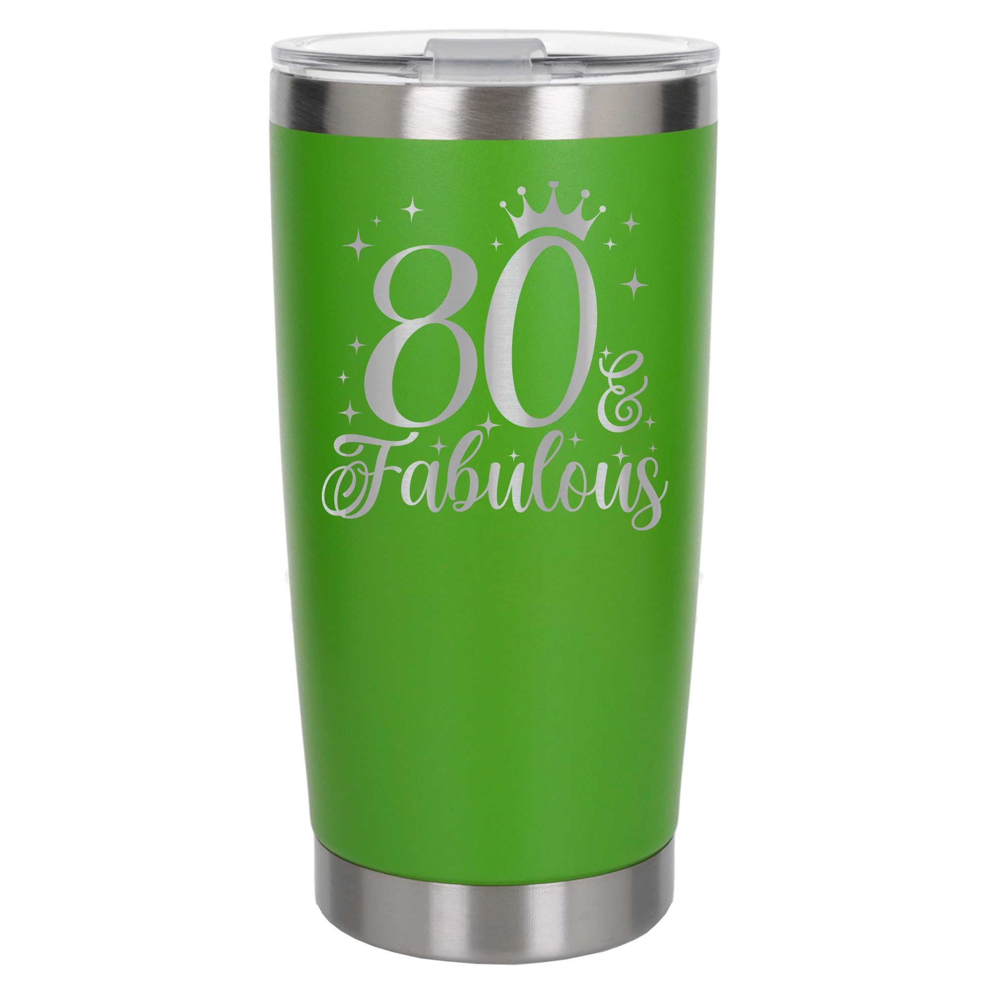 Always Looking Good 80th Birthday Gift 80 & Fabulous Engraved Insulated Travel Mug Gift for Her Present for 80 Year Old Green Thermal Coffee Flask Travel Mugs with Lids