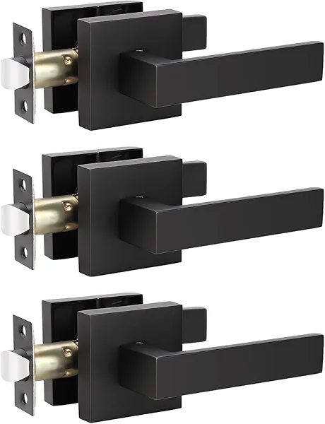 KNOBWELL 3 Pack Black Interior Door Handles Heavy Duty Door Levers Passage Door Handle Set Durable Door Hardware, Left or Right Handing, Door Handle Set 2.07 lb One Lever