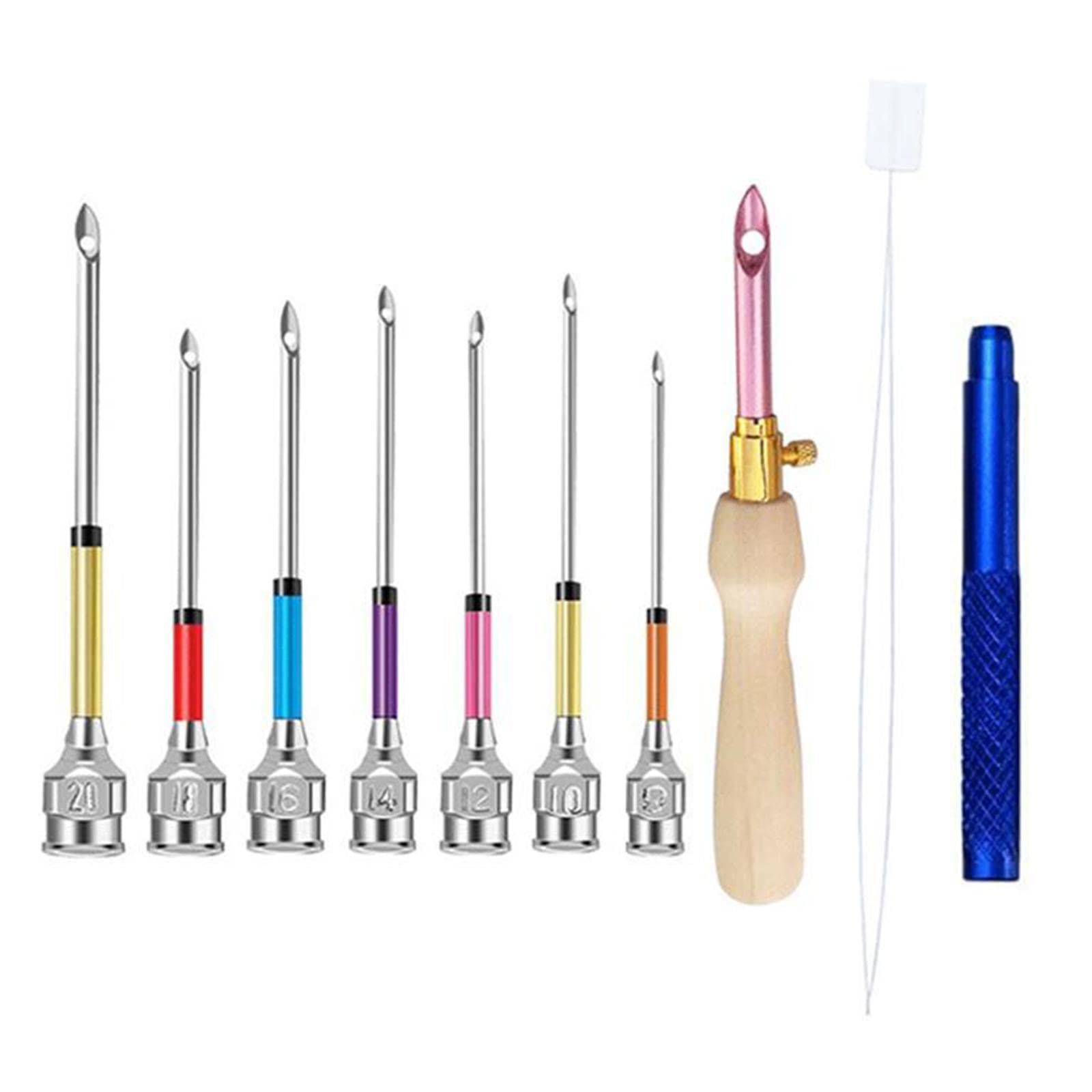 9 Pcs DIY Embroidery Pen Punch Needle Kits Knitting Needle Threaders Sewing