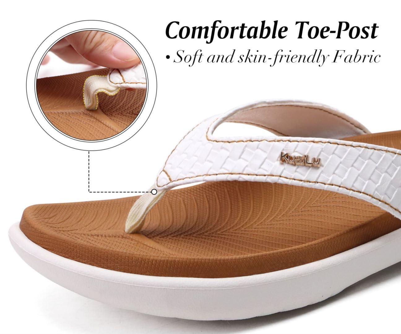 KuaiLu Flip Flops Damen Leder Zehentrenner für Sommer Beach Frauen Bequeme Yoga Mat Tanga Sandalen für Plantar Fasciitis