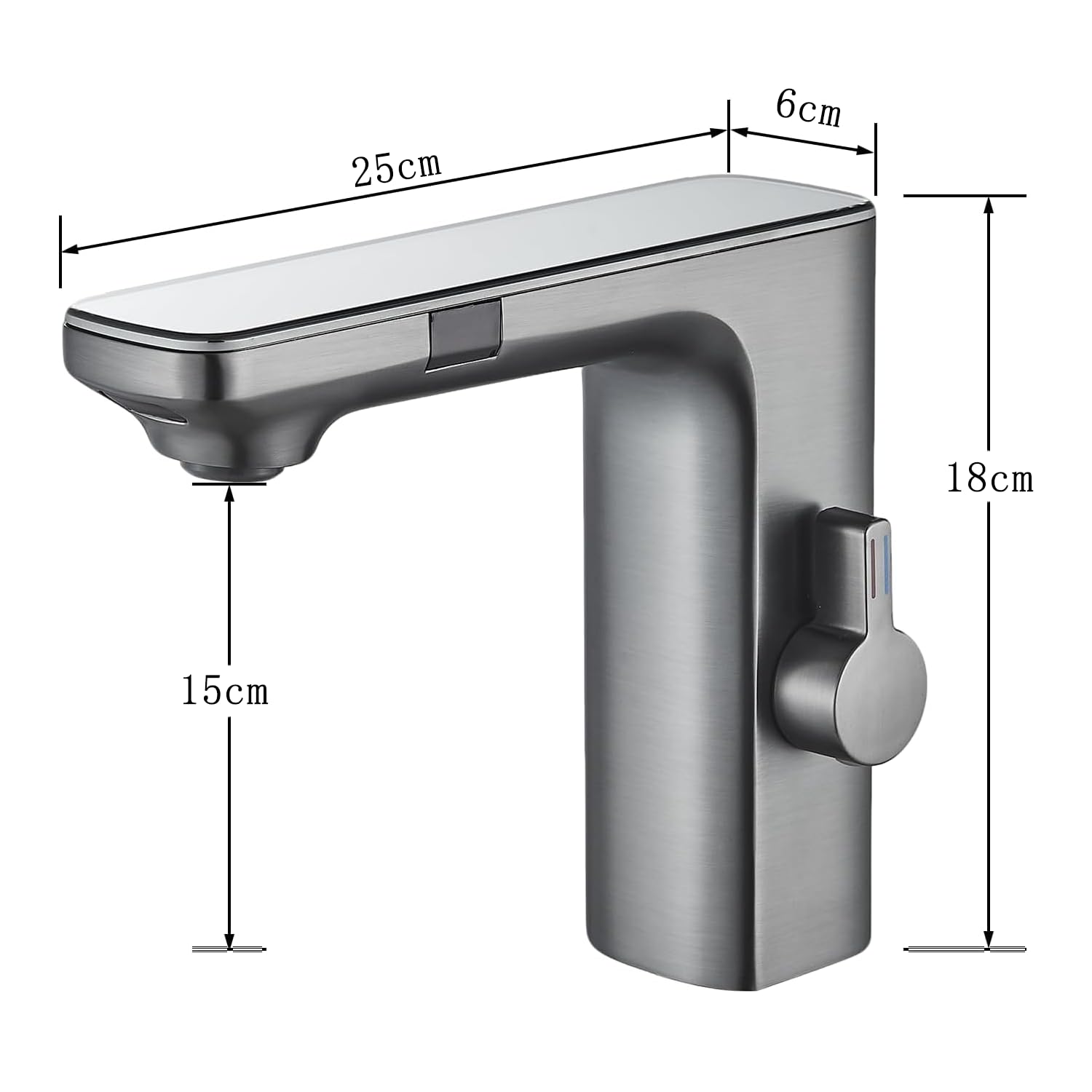 Grifo con sensor infrarrojo baño gris, sensor automático mezclador baño pantalla pantalla caliente agua fría grifo mezclador grifo lavabo