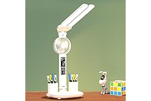 All-in-One Desk Lamp with USB Fan Clock