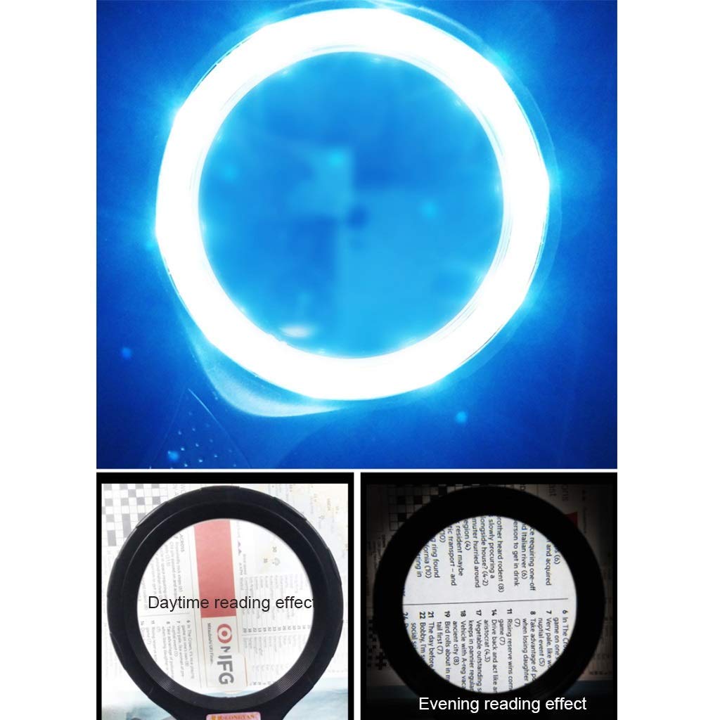 Leselupe 5x/10x, Handlupe mit Spiegel und 10 LEDs, 95-mm-Übergröße, ideal für Senioren und Kinder