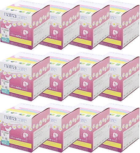 natracare ナトラケア 生理用ナプキン オーガニック ウルトラパッド ノーマル ふつうの日用 羽つき 144枚入り(12枚×12箱) 【まとめ買い】 スリム 薄型 敏感肌 プラスチックフリー NC3201×12