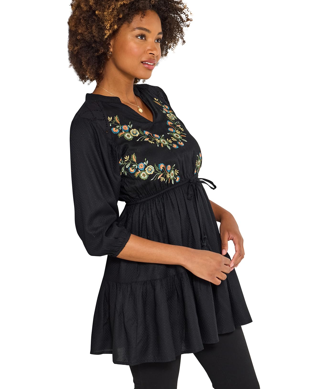 Joe Browns Emma Embroidered Tunic Dress, Black, Size 8, Women