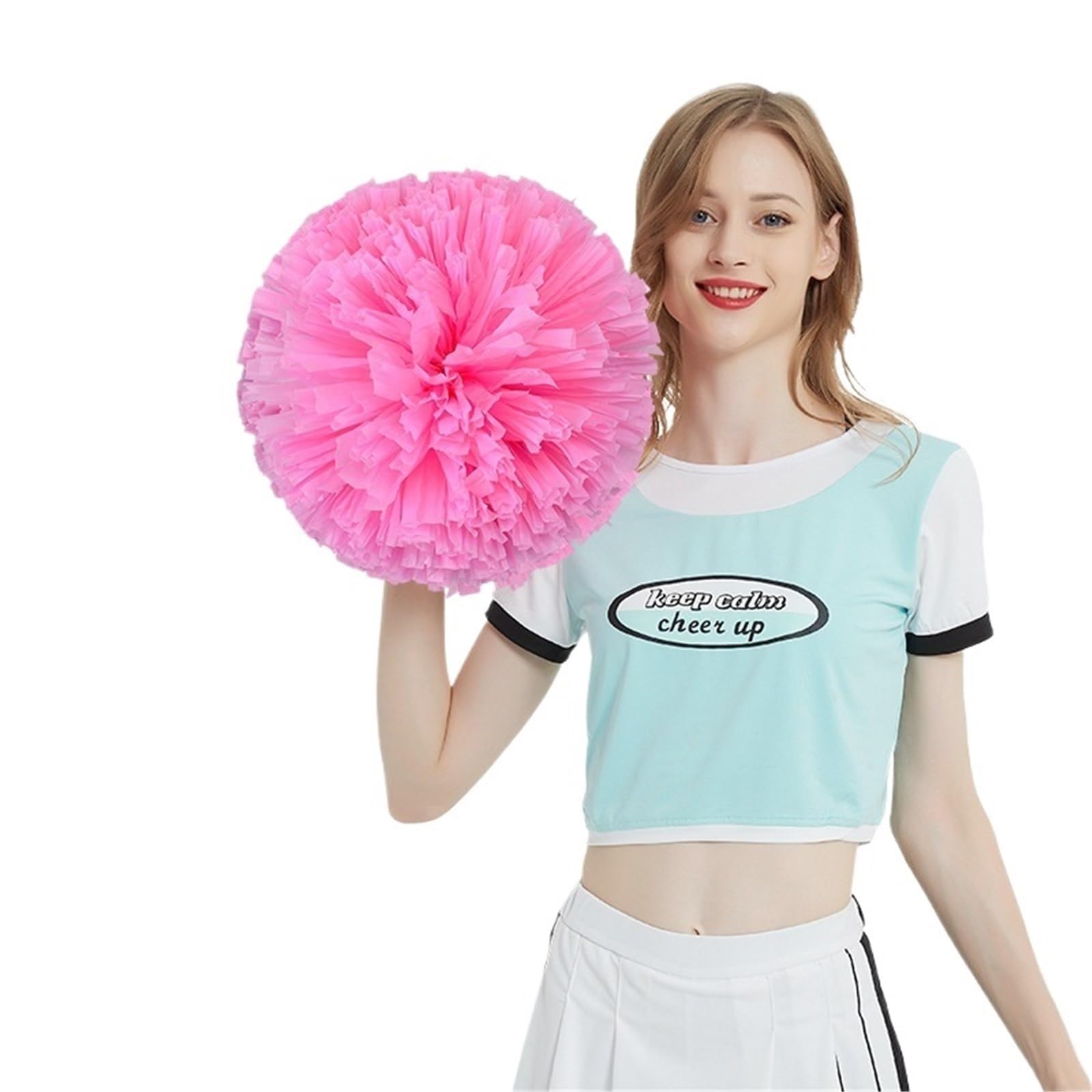 Pompom Cheerleading Team Hand Flower Sports Performance Dance Props Ball for Cheerleaders(Pink)