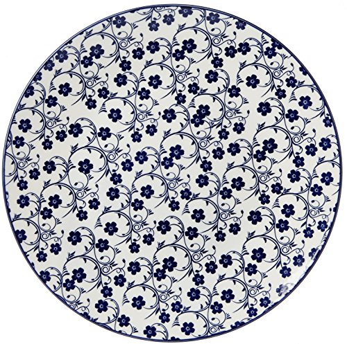 Ritzenhoff & Breker Speiseteller-Set Royal Sakura, 4-teilig, 26,5 cm Durchmesser, Porzellangeschirr, Blau-Weiß