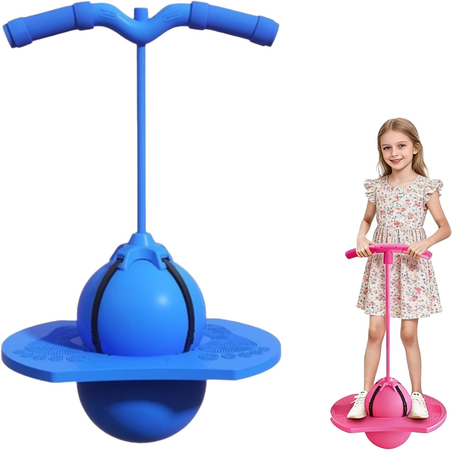2026 Neu Pogo Sprungball für Kinder und Erwachsene, Balance Hüpfball mit Griff und Luftpumpe, Sprungball Kinder Outdoor Hüpfspielzeug,Pogo Ball zum Trainieren des Gleichgewichts (Blau)
