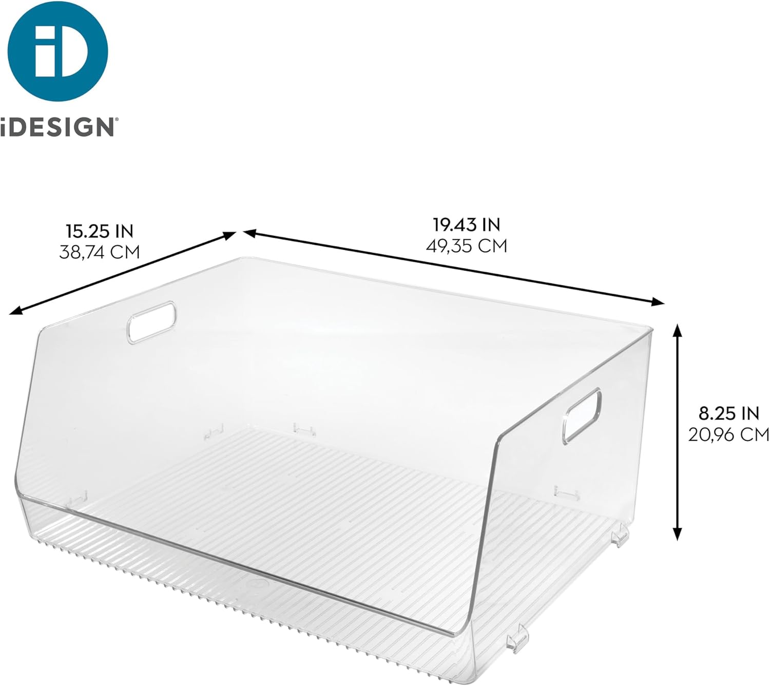 iDesign Stackable Open-Front Storage Bin, Extra Long Organizer for Kitchen or Pantry, Clear - Image 4